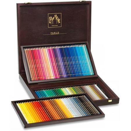 Kleurpotloden Caran DAche Pablo 120 potloden in houten koffer